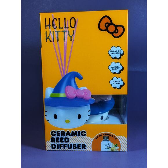 Hello Kitty Face In Witch Hat Halloween Ceramic Reed Diffuser Vanilla Sanrio - Picture 1 of 7